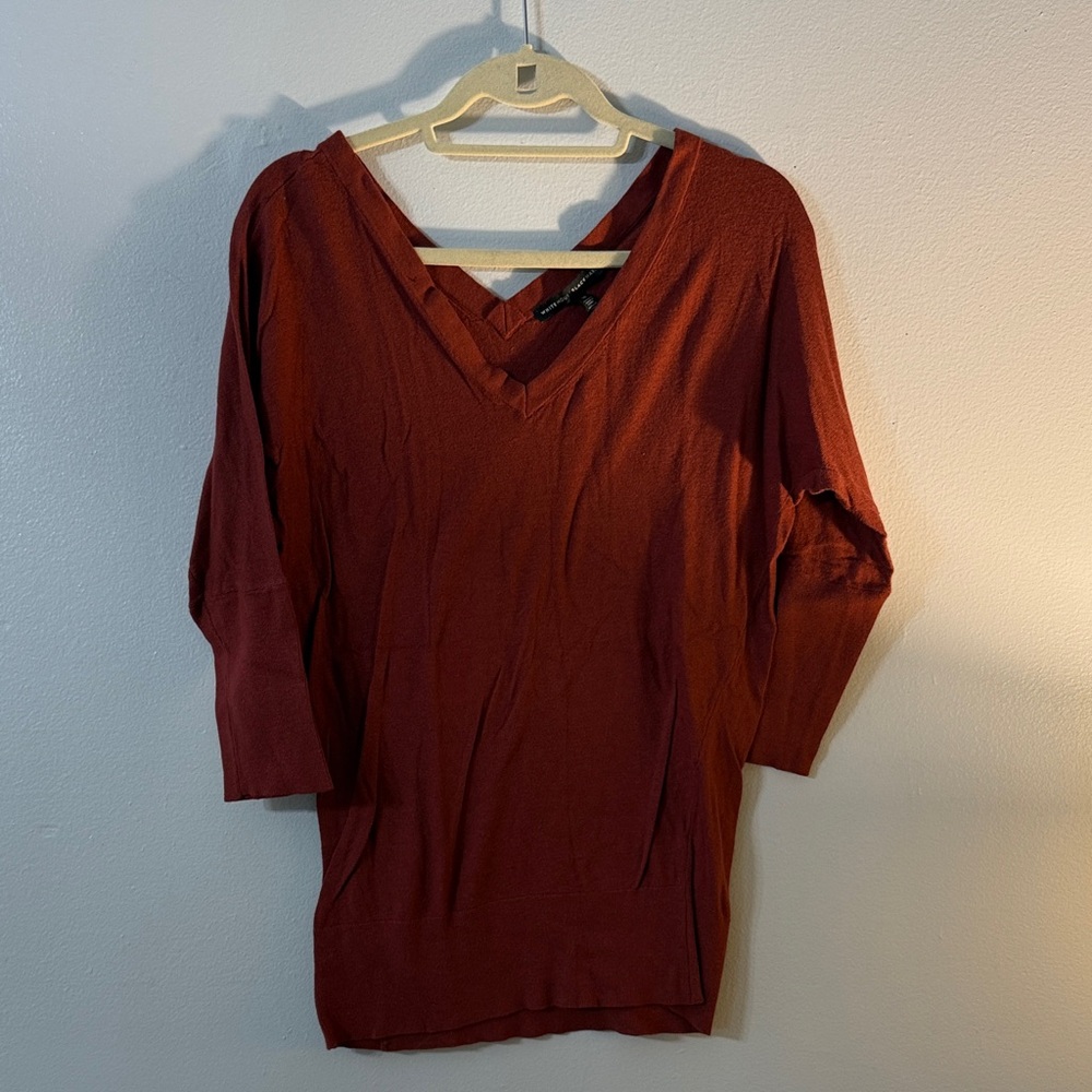 White House Black Market Rust V-Neck Sweater